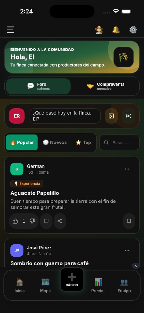 El Rancho Pro: comunidad (modo oscuro)