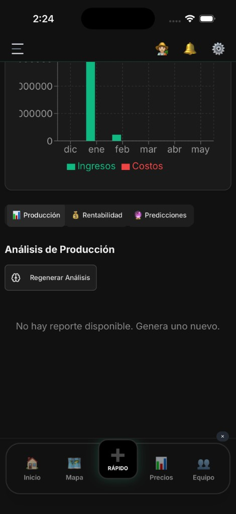 El Rancho Pro: analíticas (modo oscuro)
