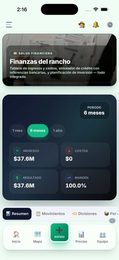 El Rancho Pro: finanzas del rancho (modo claro)